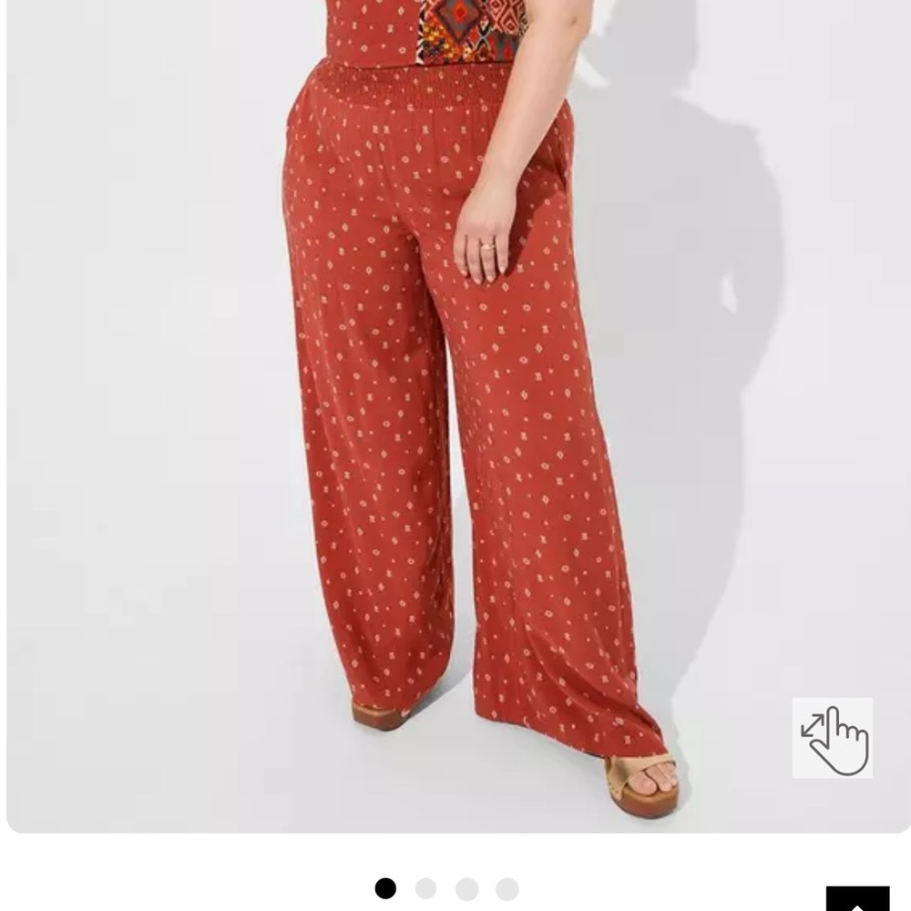 Torrid Rust Copper Challis Wide Leg Pants 30w Plus Size